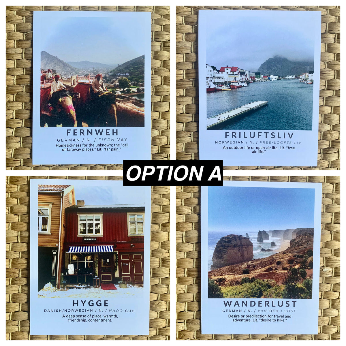 WORDS FROM AROUND THE WORLD: Set of 4 Postcards – Shelley Way Cards