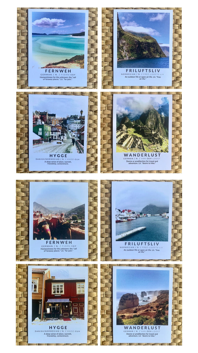 WORDS FROM AROUND THE WORLD: Set of 8 Postcards – Shelley Way Cards